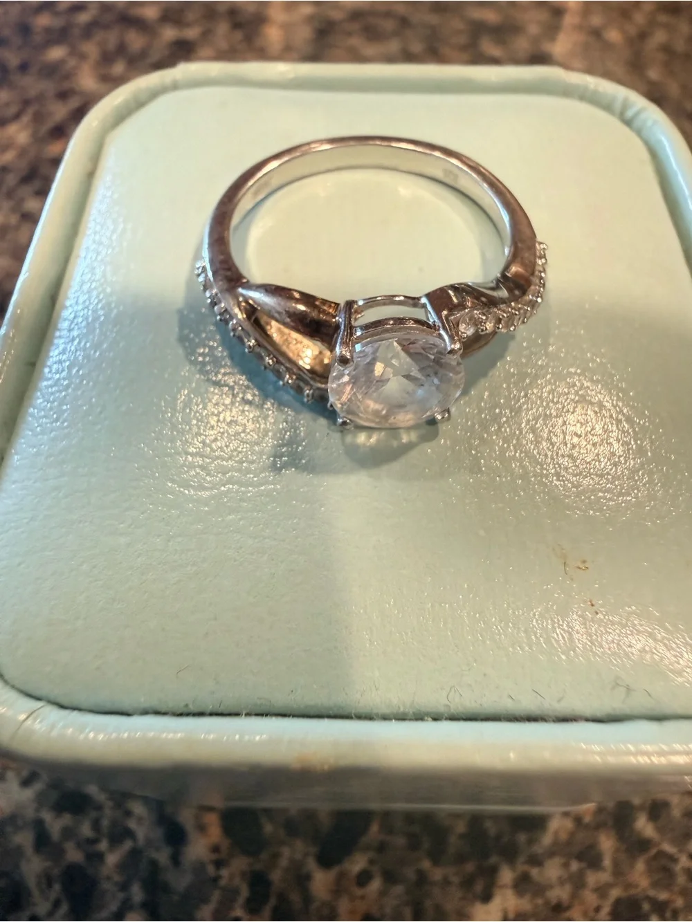 Silver & Rose sterling silver  Twist Ring with Clear Stone - Women's Jewel 7